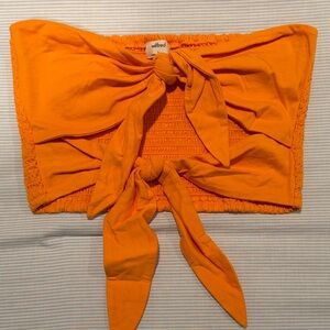 Wilfred Bright Orange Tie-Front Bandeau Top
